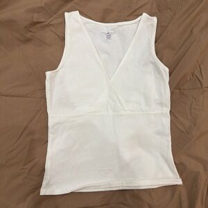 Brandy Melville White Sleeveless V-Neck Top